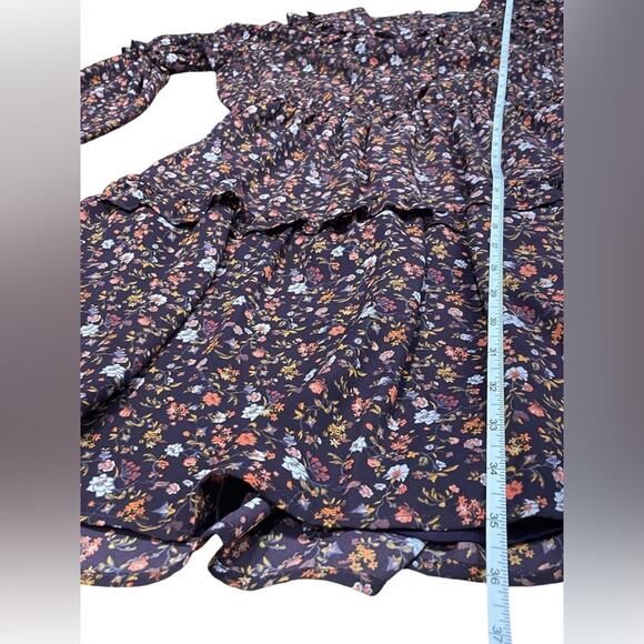 Anthropologie Current Air Purple Floral Ruffled Peasant Dress Long Sleeve-‎ S - Picture 5 of 10